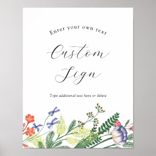 Secret Garden Floral Aangepaste tekst teken Poster