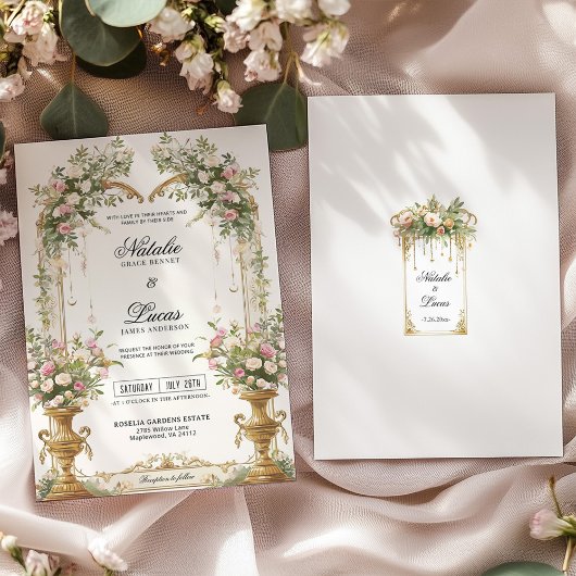 Secret Garden Floral Arch Uitnodiging voor een bru