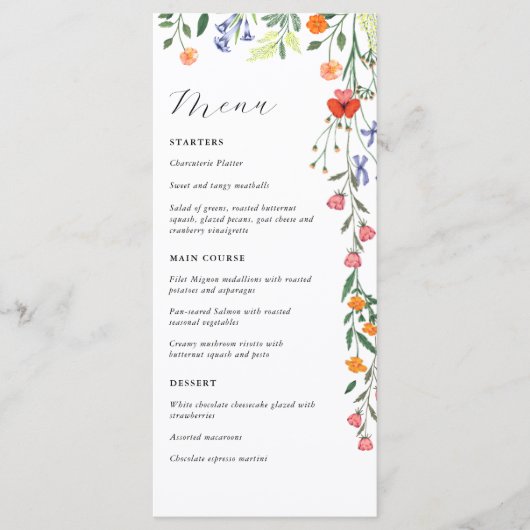 Secret Garden Floral Bruiloft Menu (Voorkant)