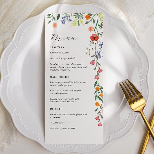 Secret Garden Floral Bruiloft Menu