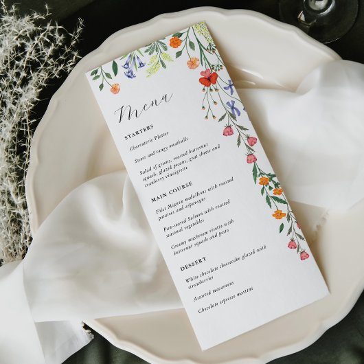 Secret Garden Floral Bruiloft Menu
