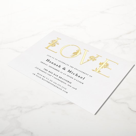 Secret Garden Floral LOVE Engagement Party Folie Uitnodiging (Gedraaid)