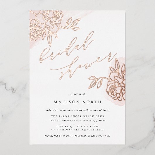 Secret Garden Floral Vrijgezellenfeest Folie Uitnodiging (Voorkant)