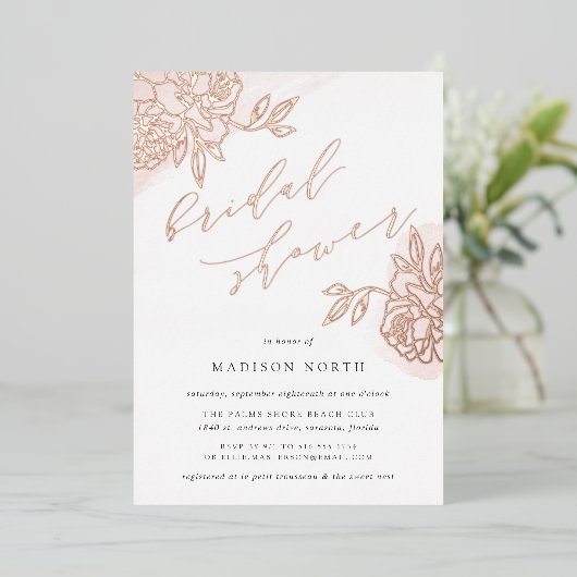 Secret Garden Floral Vrijgezellenfeest Folie Uitnodiging (Staand Voorkant)