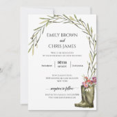 Secret Garden Foliage | Coupleboots Rustic Wedding Kaart (Voorkant)