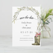 Secret Garden Foliage | Coupleboots Rustic Wedding Save The Date (Staand voorkant)