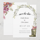 Secret Garden Foliage | Coupleboots Rustic Wedding Save The Date (Voorkant / Achterkant)
