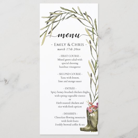 Secret Garden | Goud Confetti Elegant Floral Menu (Voorkant)