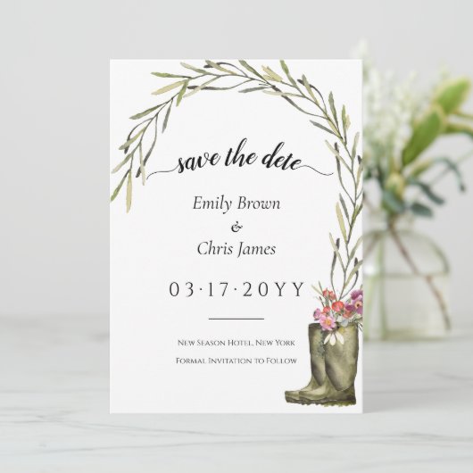 Secret Garden | Goud Confetti Elegant Floral Save The Date (Staand voorkant)