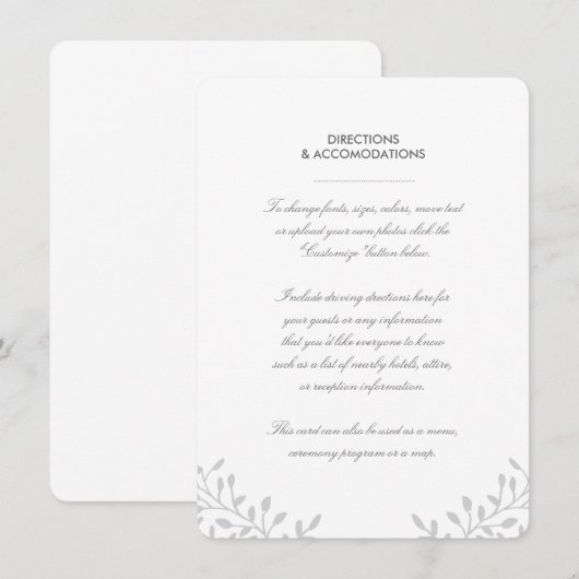 Secret Garden Huwelijkskaart Informatiekaartje (Voorkant / Achterkant)