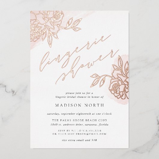 Secret Garden Lingerie Shower Folie Uitnodiging (Voorkant)