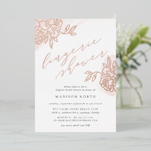 Secret Garden Lingerie Shower Folie Uitnodiging (Staand Voorkant)