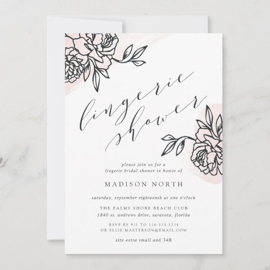 Secret Garden Lingerie Shower Invitation Kaart (Voorkant)