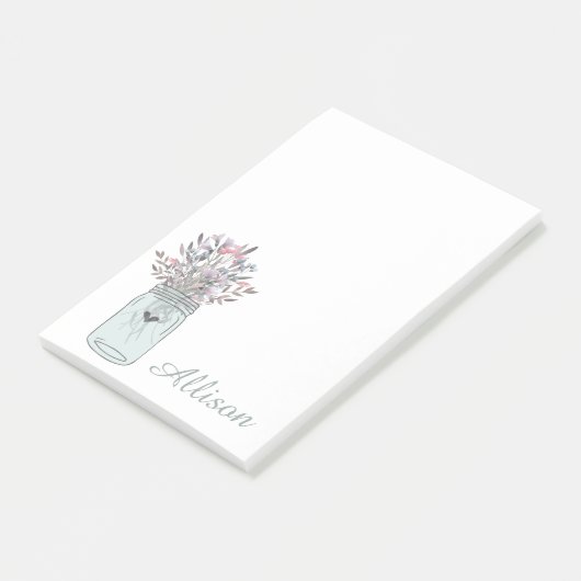 Secret Garden Mason Jar gepersonaliseerd Post-it® Notes (Schuin)