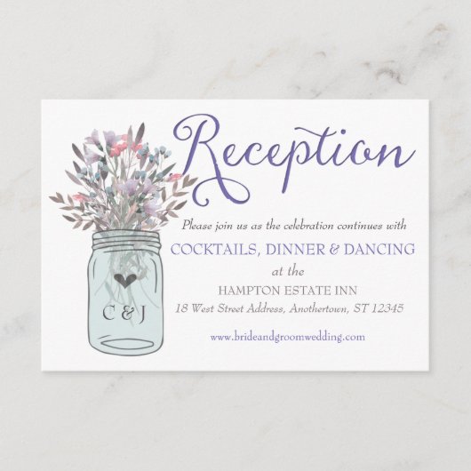 Secret Garden Mason Jar Ontvangstkaart Sering Informatiekaartje (Voorkant)