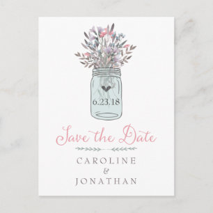 Secret Garden Mason Jar Save the Date Briefkaart