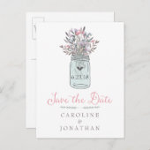 Secret Garden Mason Jar Save the Date Briefkaart (Voorkant / Achterkant)