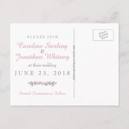 Secret Garden Mason Jar Save the Date Briefkaart (Achterkant)