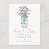 Secret Garden Mason Jar Save the Date Briefkaart (Voorkant)