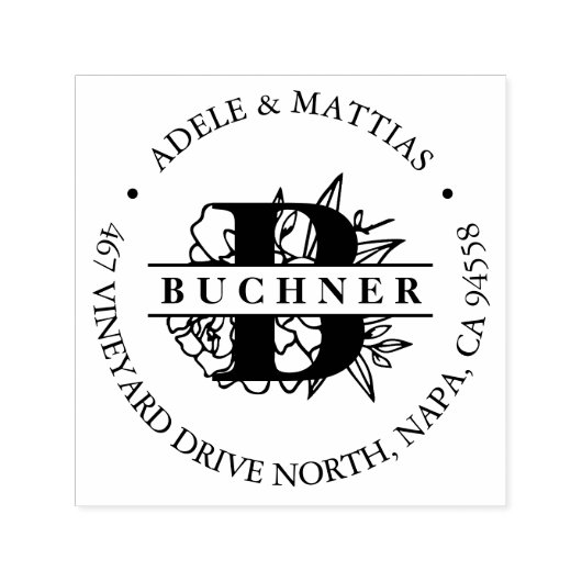 Secret Garden Monogram Return Address Zelfinktende Stempel (Design)