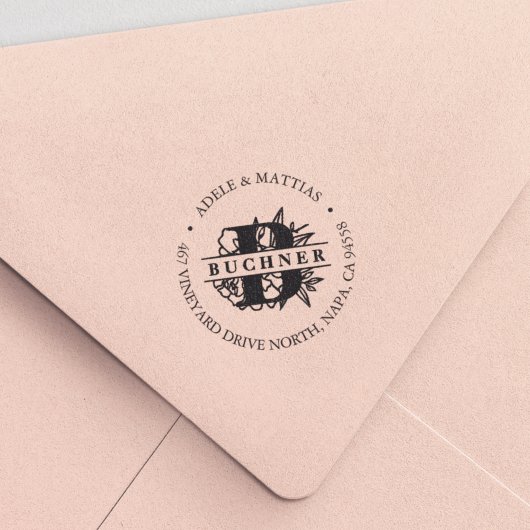 Secret Garden Monogram Return Address Zelfinktende Stempel