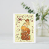 Secret Garden Mucha Woman Briefkaart (Staand voorkant)