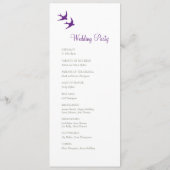 Secret Garden Paarse Floral Lovebird Wedding Programmakaart (Achterkant)