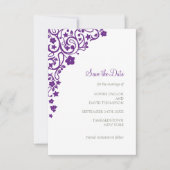 Secret Garden Paarse Floral Lovebird Wedding Save The Date (Voorkant)