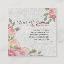 Secret Garden Romantic Rozen  Floral Vierkante Visitekaartje