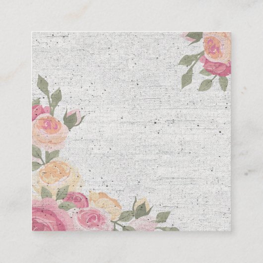 Secret Garden Romantic Rozen  Floral Vierkante Visitekaartje (Achterkant)