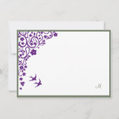 Secret Garden Sage Stripe Script Monogram Opmerkin Notitiekaartje (Voorkant)