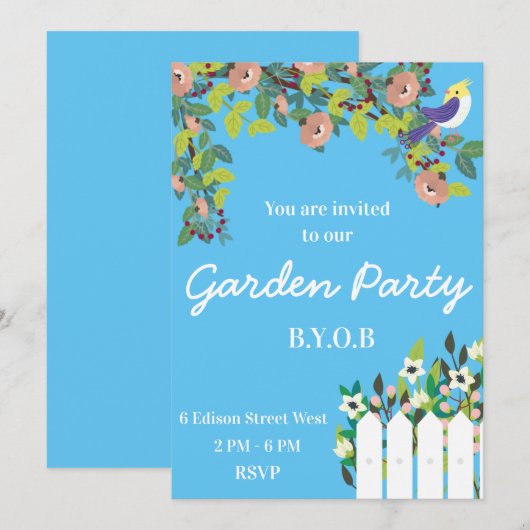 Secret Garden Summer Party Kaart (Voorkant / Achterkant)