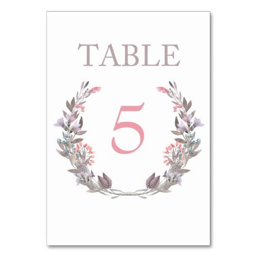 Secret Garden Waterverf Bloementafel Nummer Kaarte Kaart (Voorkant)