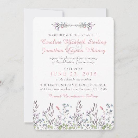 Secret Garden Waterverf Bloemenuitnodiging Kaart (Voorkant)