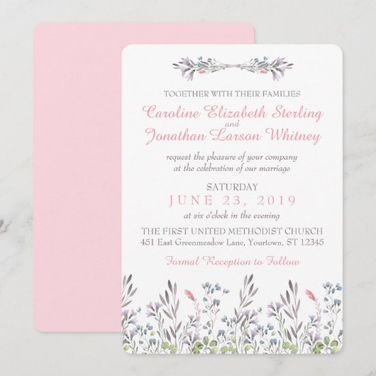 Secret Garden Waterverf Bloemenuitnodiging Kaart (Voorkant / Achterkant)