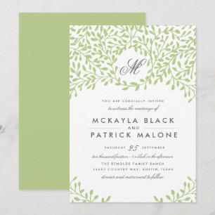 Secret Garden Wedding Invite - Green Kaart