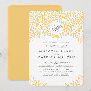 Secret Garden Wedding Invite - Mustard Kaart