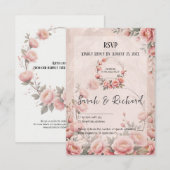 Secret Garden Wedding Romantische Bloemen RSVP Kaartje (Voorkant / Achterkant)