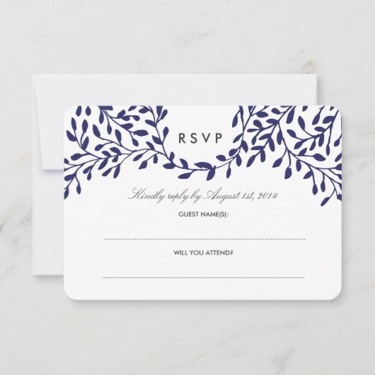 Secret Garden Wedding RSVP - marine (Voorkant)