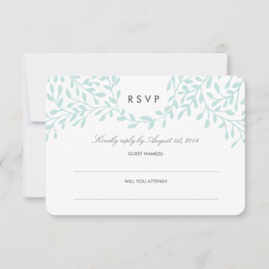 Secret Garden Wedding RSVP - Mint Kaartje (Voorkant)