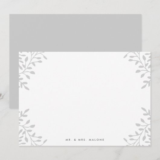Secret Garden Wedding Stationery - Grijs Notitiekaartje (Voorkant / Achterkant)