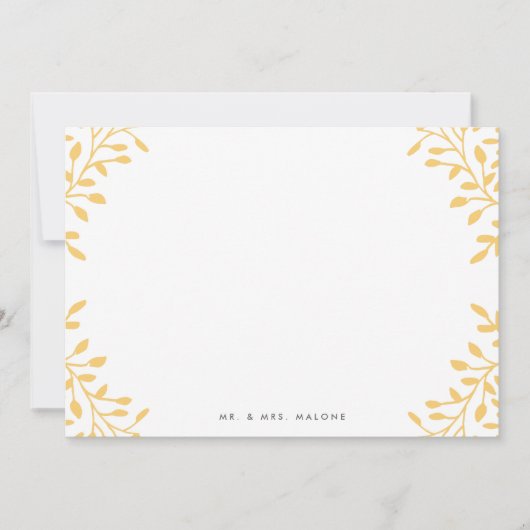 Secret Garden Wedding Stationery - Mustard Yellow Notitiekaartje (Voorkant)
