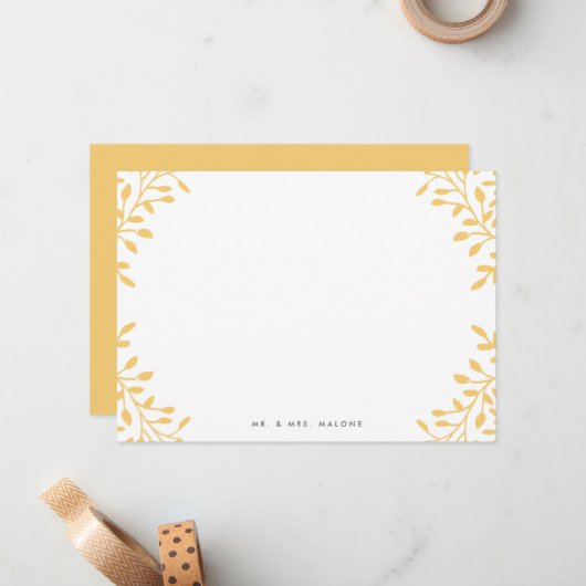 Secret Garden Wedding Stationery - Mustard Yellow Notitiekaartje (Voorkant / Achterkant in situ)