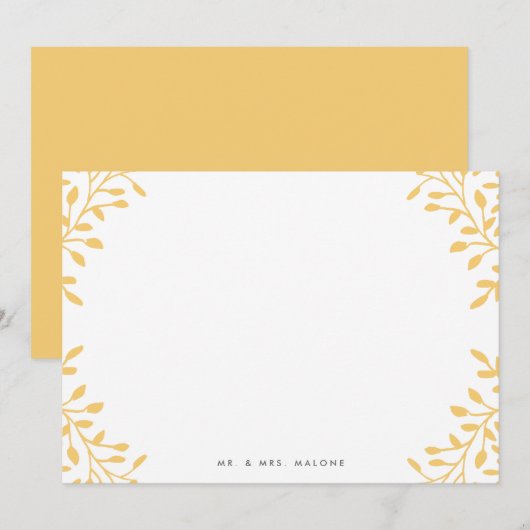 Secret Garden Wedding Stationery - Mustard Yellow Notitiekaartje (Voorkant / Achterkant)