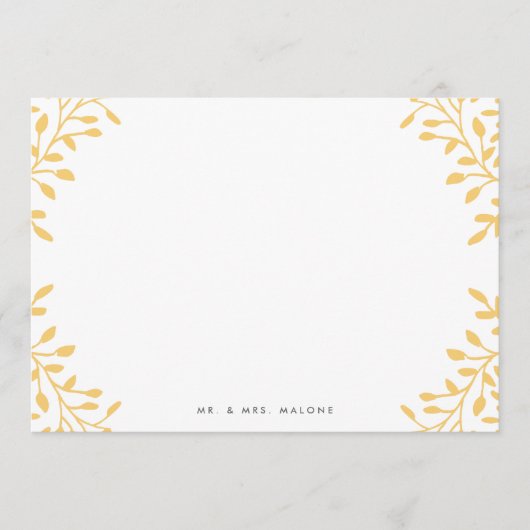 Secret Garden Wedding Stationery - Mustard Yellow Notitiekaartje (Voorkant)