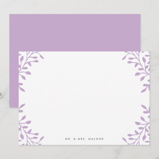 Secret Garden Wedding Stationery - Orchid Paars Notitiekaartje (Voorkant / Achterkant)