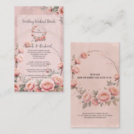 Secret Garden Wedding Weekend Info Informatiekaartje (Voorkant / Achterkant)