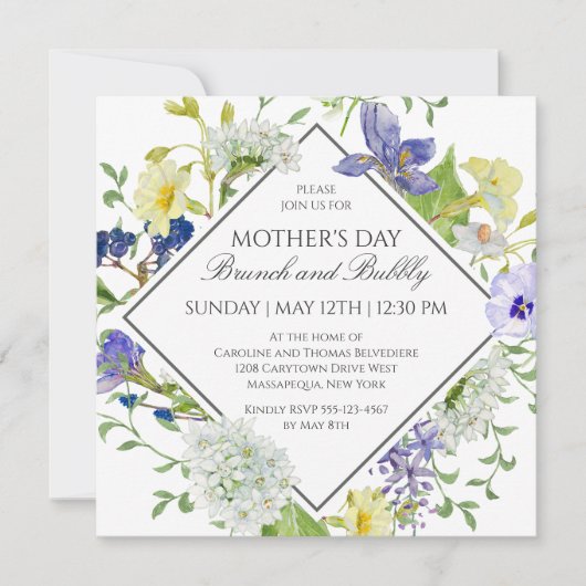 Secret Garden Wildbloemen Moederdag Brunch Kaart (Voorkant)