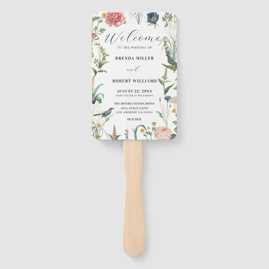 Secret Garden Wildflowers Bruiloft Lijst Handwaaier (Achterkant)