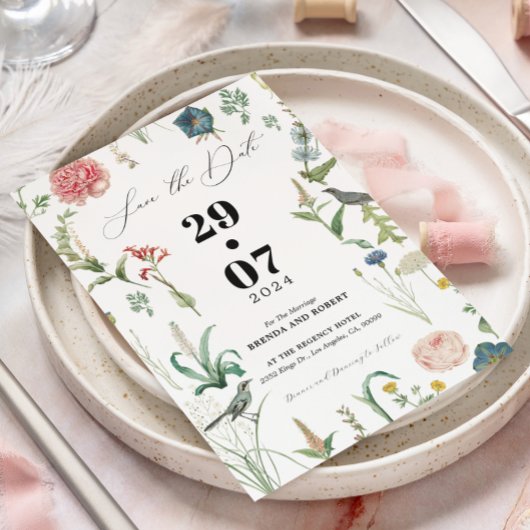 Secret Garden WildFlowers Lijst Save The Date Kaart